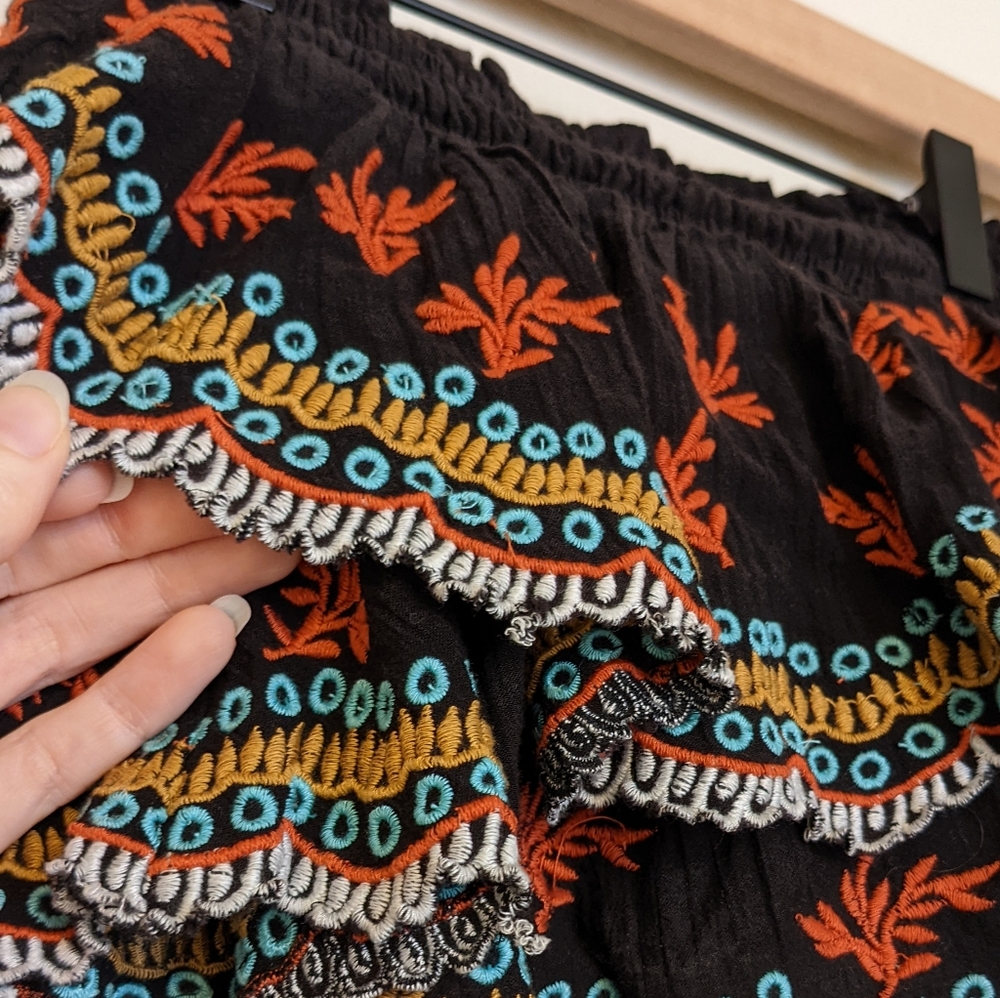 Free People Embroidered Layered Crop Strapless Festival Top size XS - Picture 4 of 7